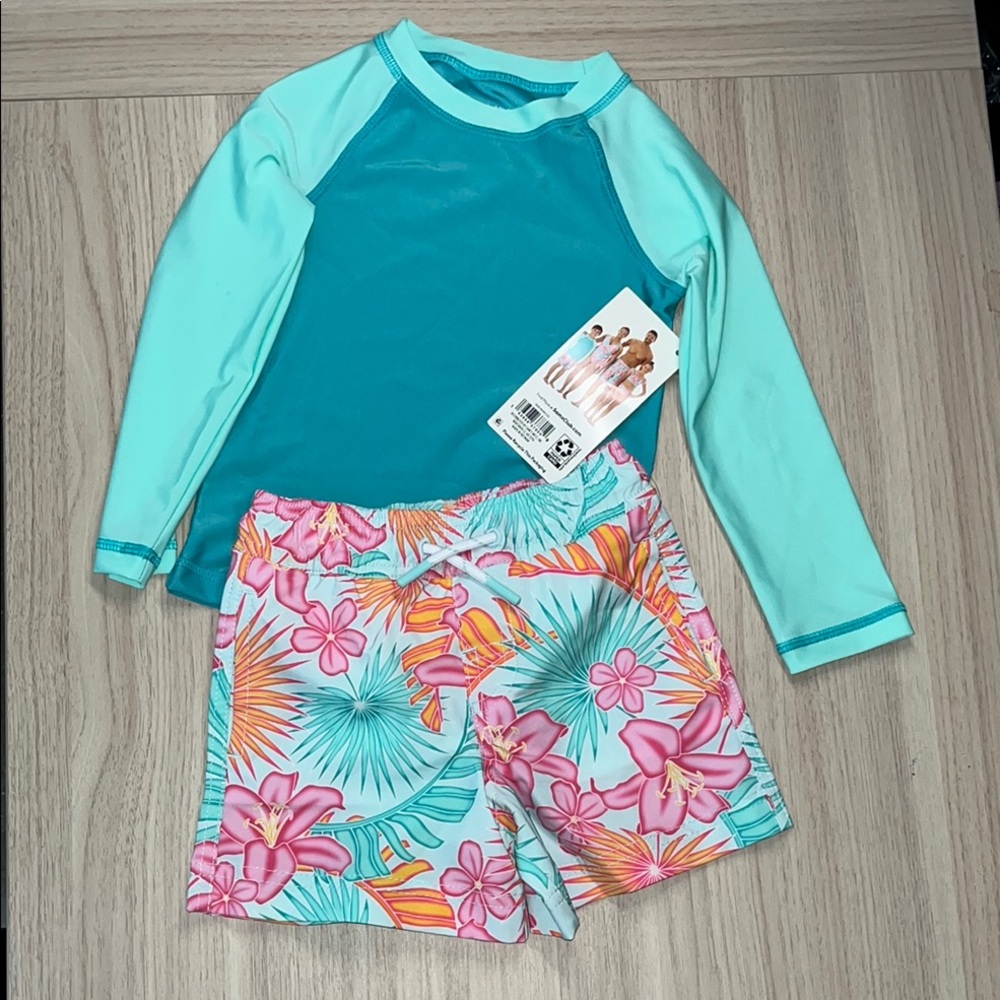 Boys 2T Rash guard UFP 50 swim set 
NWT